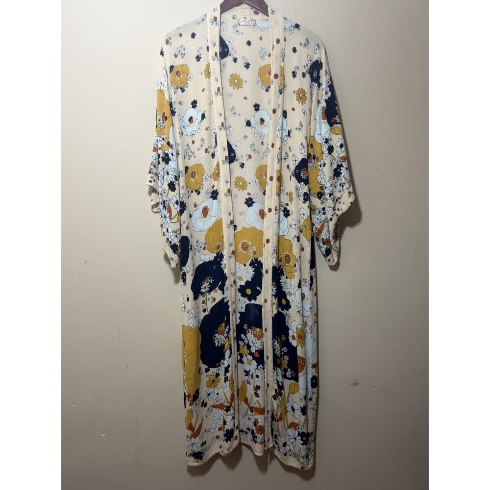 Free People Hidden Hills Maxi Kimono One Size Floral Boho